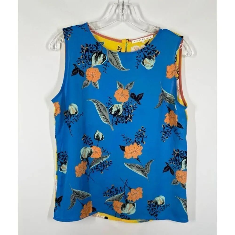 003 -- Violet + Claire Two Color Floral Sleeveless Blouse Size Small